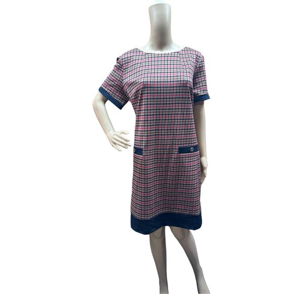 NWT Tommy Hilfiger Pink Blue Plaid Pattern Career Office Dress Size 14 - Picture 1 of 3